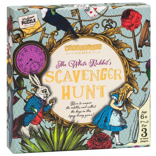 Professor Puzzle: The White Rabbit's Scavenger Hunt - Wonderland Games, Answer Riddles & Collect Keys In This Tipsy-Turvey Game, Kids 6+, 3+ Players